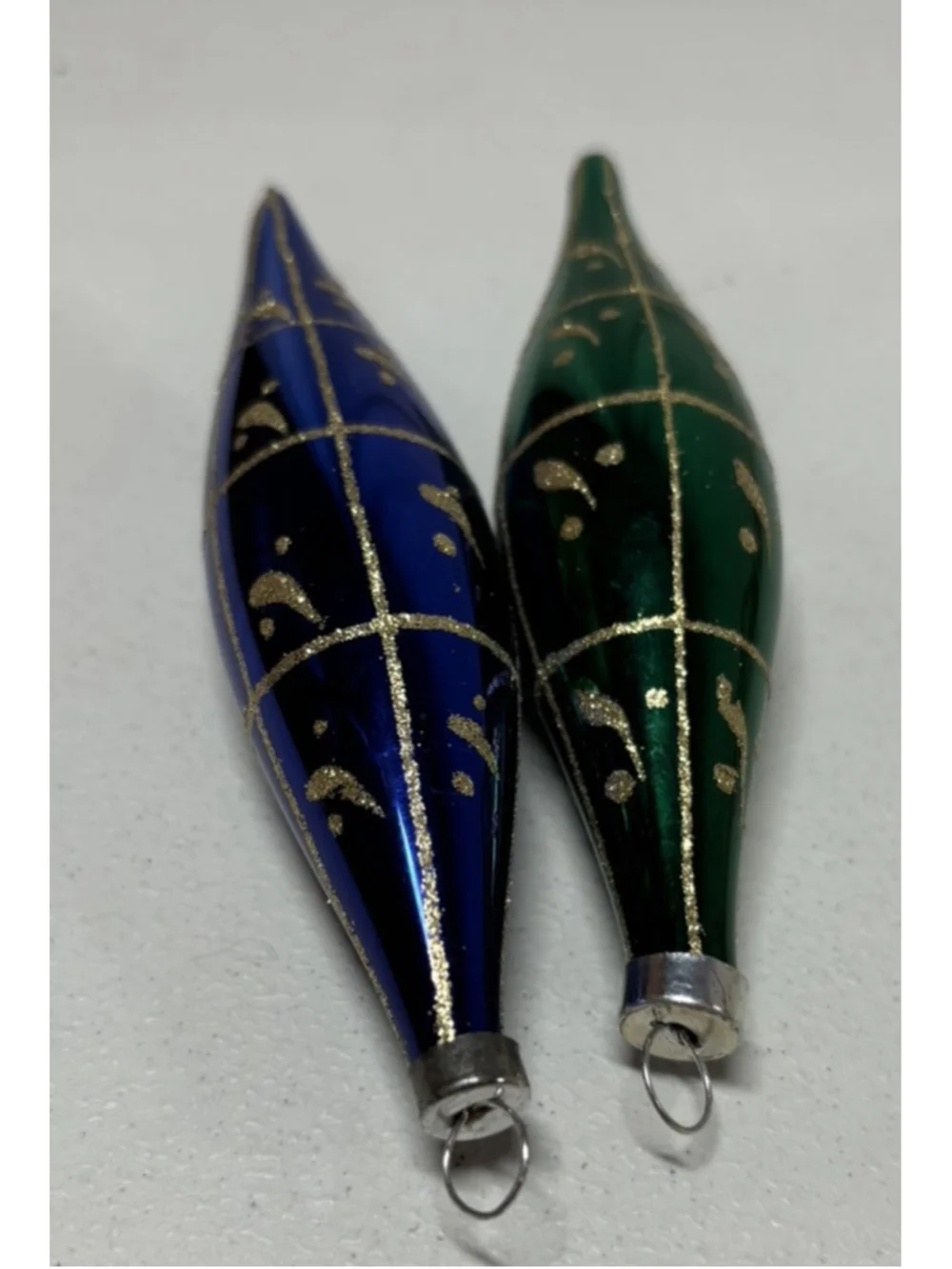Vintage Set Of 2 Vintage Mercury Glass Teardrop Christmas Ornaments